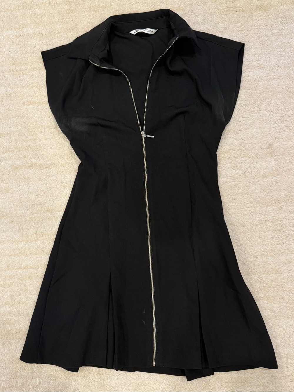 Zara Black Zip-Front Mini Dress